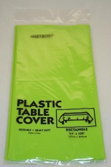 Lime Green Plastic Table Cover ~ Rectangle